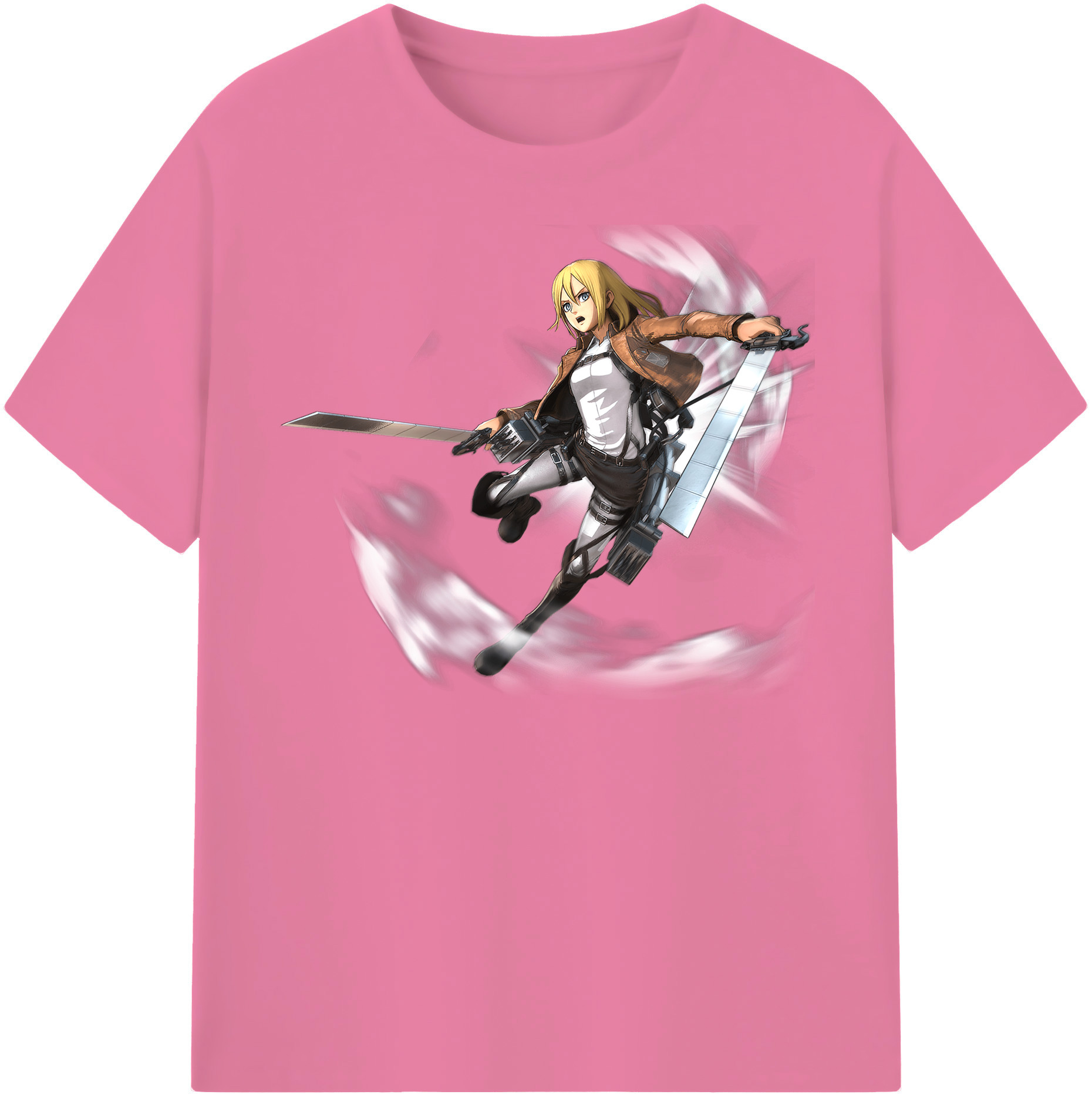 （画像用） 進撃の巨人 クリスタ·レンズ Attack on Titan Christa Lenz 綿100％半袖Tシャツ（フロントプリント）